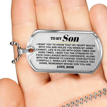 Jewelry To My Son - Love, Mom - Beautiful Love Tag - SS300