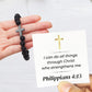 Philippians 4:13 - Faith Cross - Volcanic Stone Bead Unisex Bracelet (AS06)