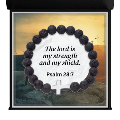 Psalm 28:7 - Faith Cross Bead Bracelet (AS01)