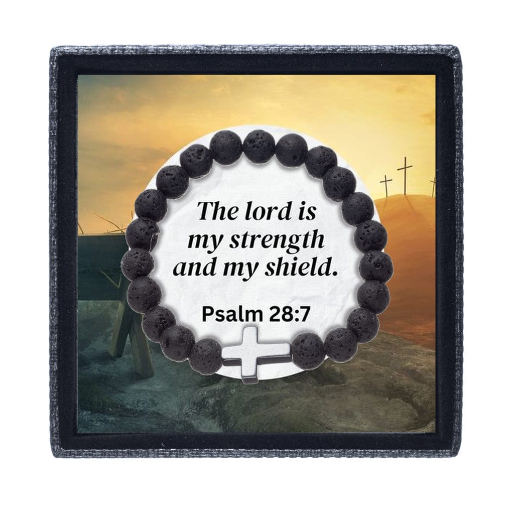 Psalm 28:7 - Faith Cross Bead Bracelet (AS01)