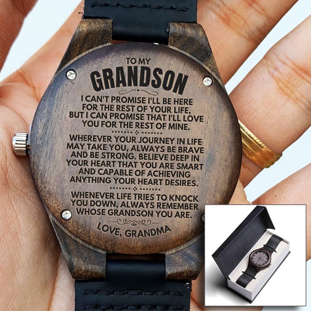 Watches To My Grandson - Love, Grandma - Engraved Wood Watch - SS146-GM