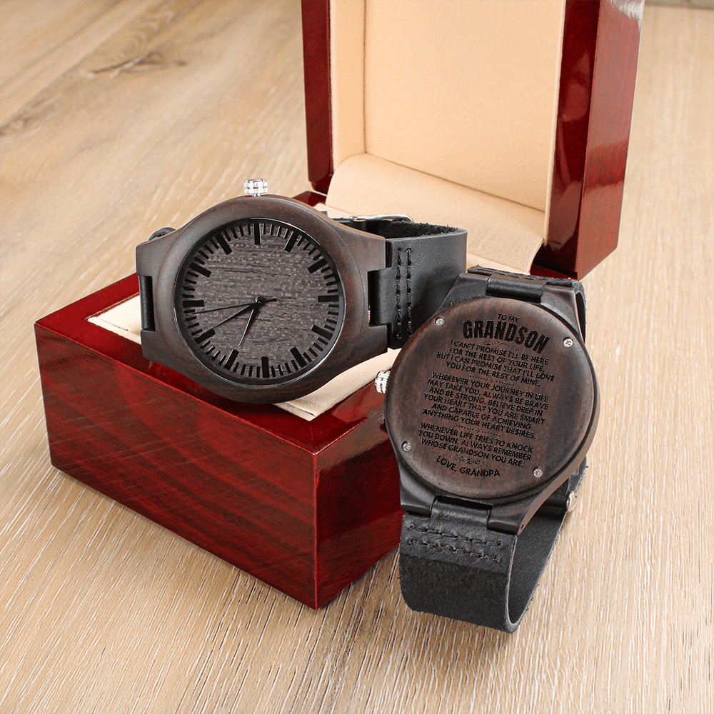 Watches To My Grandson - Love, Grandpa - Engraved Wood Watch - SS146-GP