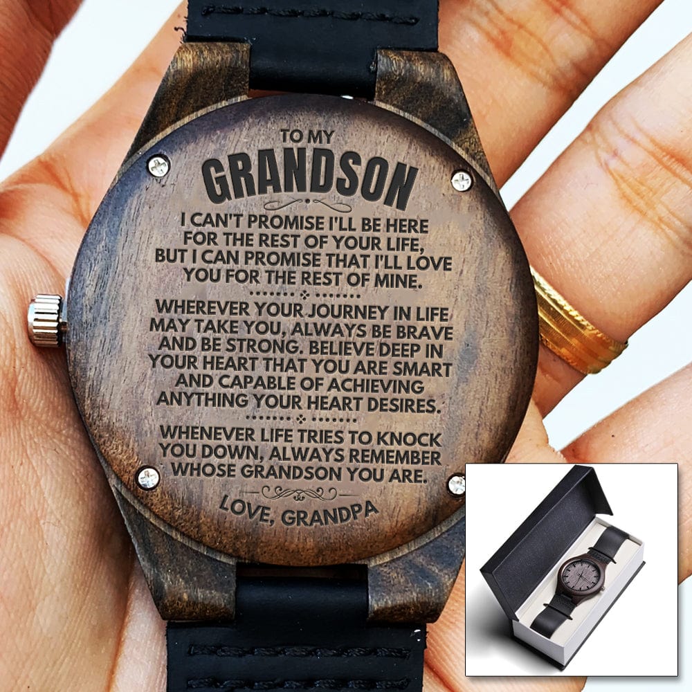 Watches To My Grandson - Love, Grandpa - Engraved Wood Watch - SS146-GP