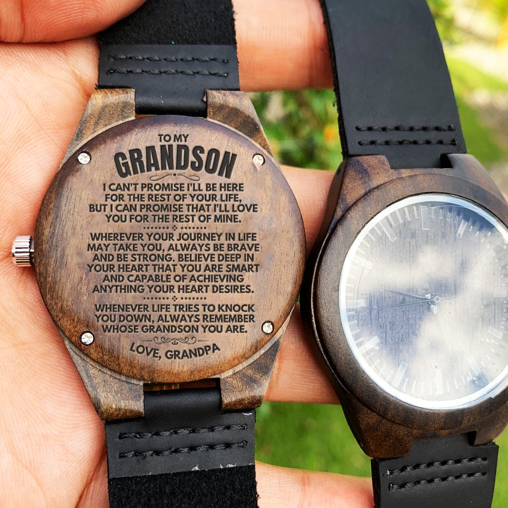 Watches To My Grandson - Love, Grandpa - Engraved Wood Watch - SS146-GP