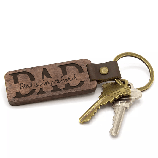 Wood Keychain Split Name - Wooden Key Chain
